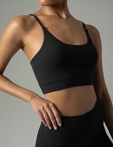 Colorfulkoala Women's Dreamlux Bowknot Strappy Sports Bras Light Impact Workout Yoga Tops - Small - Black thumbnail 2