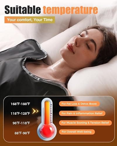 EHINI Infrared Sauna Blanket-Sauna Blanket for Home Use, Portable Design for Relaxation and Detoxification Highest 176℉, 20-60 Minutes Timer, 6 ft x 2.65 ft (Black) thumbnail 3