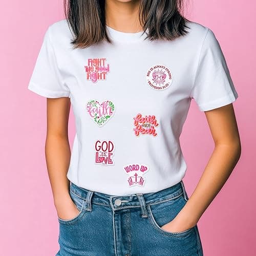 Lyrow 12 Pcs Bible Verse Christian Iron on Patches Religious Jesus Phrase Embroidery Set Christian Sew on Patches for Clothes Uniform Trucker Hat Jackets Jeans Backpack DIY Decorations(Pink Style) thumbnail 5