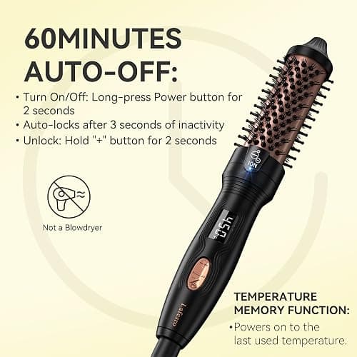 Lafesro Thermal Brush, MINI & Tiny 1 Inch Ionic Heated Round Brush for Blowout Look, Tourmaline Ceramic Ionic Curling Iron for Short to Medium Hair, Adjustable Temperature, Dual Voltage, Compact-Size thumbnail 5