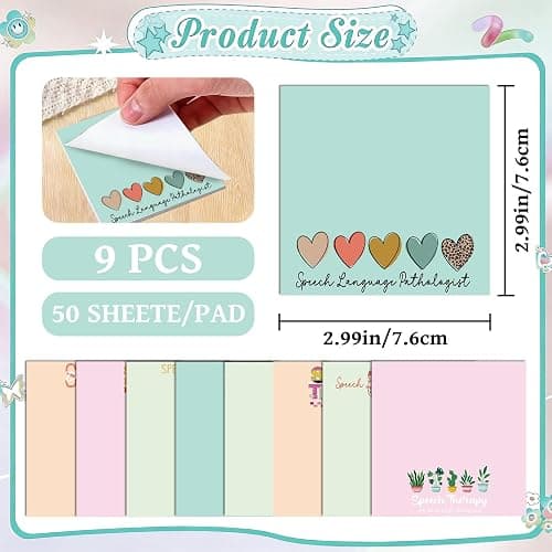 INCOK SLP Gifts Sticky Notes - 9 Pcs SLP Must Haves, Motivational Memo Note Pads for Noting Office School Supplies Thank You Speech Language Pathologist Gift for Coworkers Assistant Therapist Teacher thumbnail 4