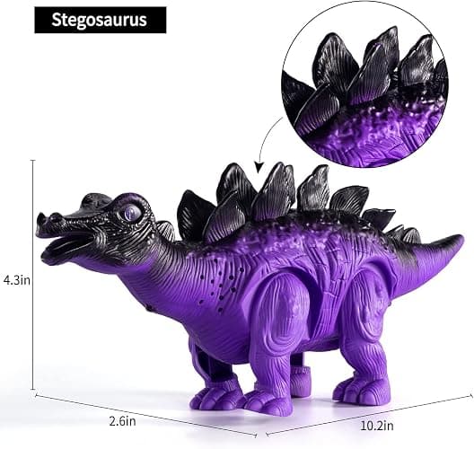 TEMI 3 Pack Electrical Walking Dinosaur Toys for Toddlers 2-4 3-5 Years with Sound and Light Up, Toddler Robot Dinosaur, Brachiosaurus, Stegosaurus Dinosaur Figures for Kids thumbnail 5