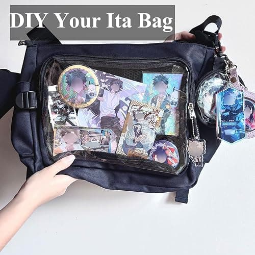 Inshere Ita Messenger Bag, Nylon Cute Pin Display Crossbody Bags Handbags Kawaii Shoulder Purse thumbnail 7