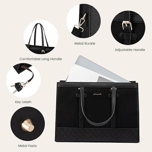 LOVEVOOK Laptop Bag for Women 15.6 inch Canvas Laptop Tote Bag, Large Capacity Work Bag with Clutch Purse, Computer Bag Office Business Briefcase, Casual Handbag for Travel College Teacher School thumbnail 6