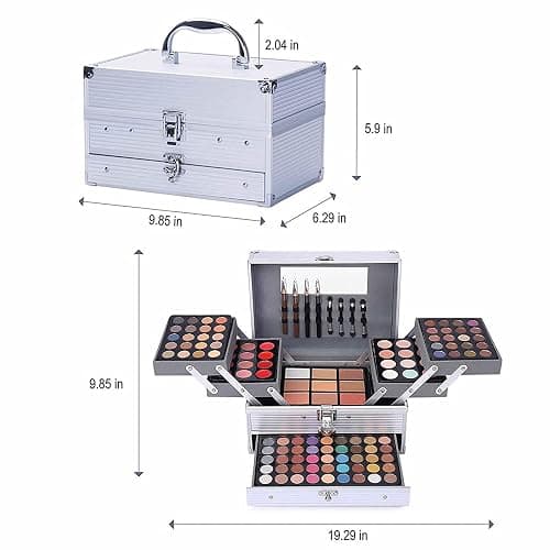 UNIFULL 132 Color All- In- One Makeup For Women Full Kit,Professional Makeup Kit,Makeup Gift Set for Women &Girls,Include eyeshadow/lipstick/concealer/Lip Gloss/Eyeliner/Mascara/Makeup Brushes（006N2-Silver） thumbnail 6