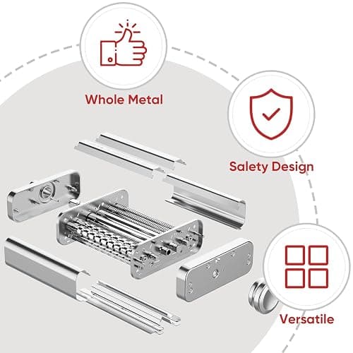 3 in 1 Pasta Attachment for KitchenAid Stand Mixer, All Metal Pasta Maker KitchenAid Attachment, Pasta Sheet Roller, Spaghetti Cutter, Fettuccine Cutter Maker Accessories and Cleaning Brush by Gvode thumbnail 4