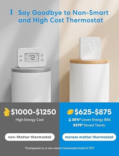 meross Smart Thermostat for Home, WiFi Thermostat Works with Matter, Alexa, Apple Home, Google Assistant, App & Voice Control, 7x24h Scheduling, Energy Saving, C-Wire Required thumbnail 4
