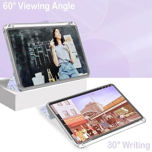 Feams Case for iPad mini 7 A17 Pro 2024/iPad Mini 6 2021, Slim Lightweight Trifold iPad mini 7 A17 Pro Case 8.3 Inch 2024 Clear Back Cover with Pencil Holder & Auto Sleep, Purple Blossom thumbnail 6