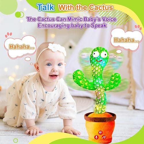 Rechargeable Dancing Talking Cactus Toy for Baby, Volume Adjustable, Singing, Mimicking, Repeating, Kids Baby Toys for Girls Boys, Birthday or Chirstmas Gifts for Grandkids, Stocking Stuffers for Kids thumbnail 5