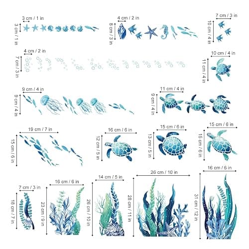 decalmile Under The Sea Seaweed Wall Decals Sea Turtle Ocean Grass Jellyfish Wall Stickers Baby Nursery Bedroom Bathroom Wall Decor thumbnail 6