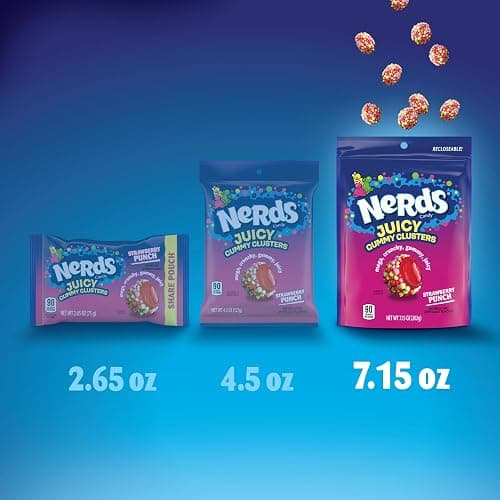 NERDS Juicy Gummy Clusters, Strawberry Punch, Juicy and Gummy Candy, 1 Stand Up Bag, for Snacking and Sharing, 7.15 oz thumbnail 9
