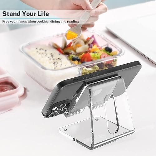 Crpich Acrylic Cell Phone Stand, Portable Clear Phone Stand for Desk, Compatible with Phone16 15 14 13 Pro Max Mini 12 11 Plus SE, Switch, Android Smartphone, Pad, Tablet, Desk Accessories thumbnail 2
