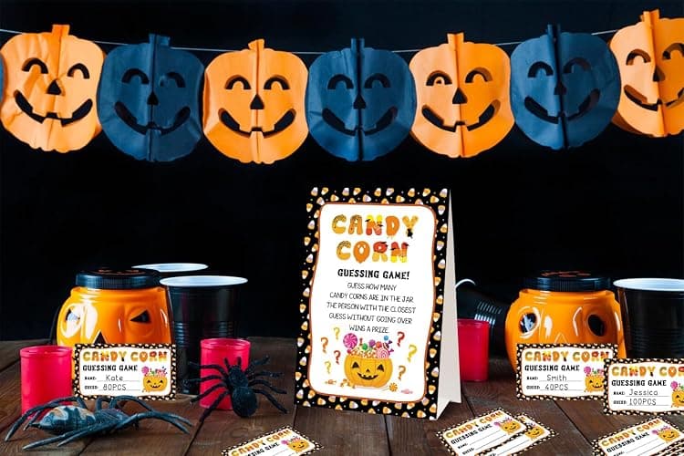 JUESMOS Halloween Party Game for Kids Adults, 50pcs Guessing Games Card | Guessing How Many Candy Game Cards for Halloween Party Decorations Baby Shower Games Favor thumbnail 6