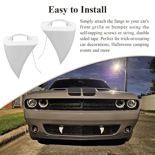 2 Pcs Halloween Decoration Car Teeth with Cable Tie, Bumper Funny Decor, Vampire Fangs Teeth, Fits Cars, Truck, SUV, Spooky & Fun Car Fangs for Front Grille, 2.5" W 4.6" L, Perfect for DIY Enthusiasts thumbnail 9