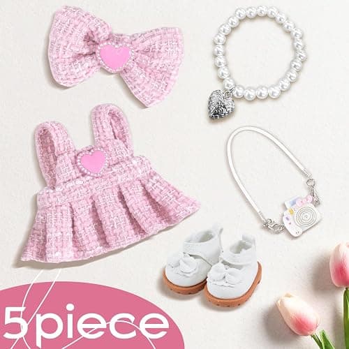 5 Piece Cute Doll Clothes 17 cm Dress Design Outfit Accessories Stuff Overalls Hoodie Pajamas thumbnail 2