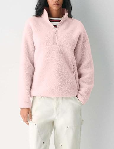 Aimiray Fleece Pullover Women Long Sleeve Half Zip Sherpa Jacket Warm Trendy Teddy Fall Sweatshirts with Side Pockets thumbnail 2