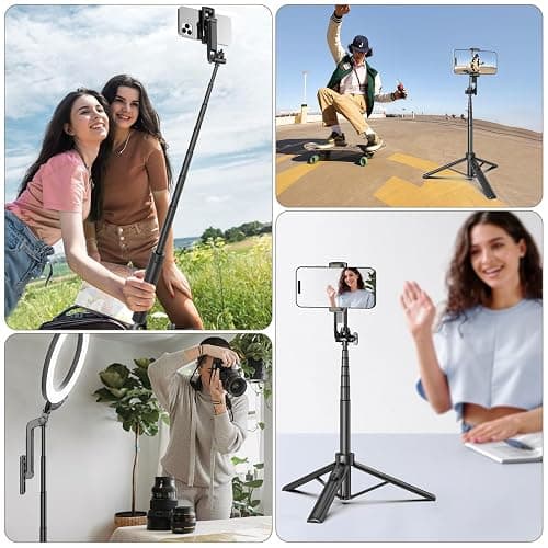 Selfie Stick Tripod for Phone with Remote Control & Holder, 50 Inch, Black | Extendable Selfie Stick Travel for iPhone, iPhone Tripod for Video Recording thumbnail 7