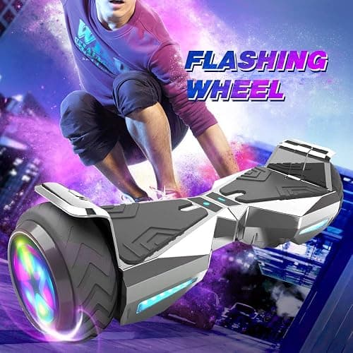 HOVERSTAR hoover boards for a 7-12 year old Chrome Color Flash Wheel,Built-in wireless speaker,hoverboard adult range of over 10 miles, hoverboard for All Ages (SILVER) thumbnail 4