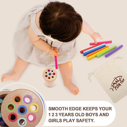 Montessori Toys for 1-3 Year Old: Wooden Learning Color Sorting Toys for Toddlers Age 1 2 3, Fine Motor Developmental Infants Sensory Matching Games, Busy Board 18 month old Baby Boys Girls Gifts - 8 colors thumbnail 6