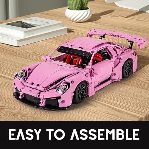 GOTIMON Pink Sports Car Building Blocks Set Toy, Collectible MOC Car Model, Building Blocks for Adults and Kids (1388 PCS) thumbnail 5