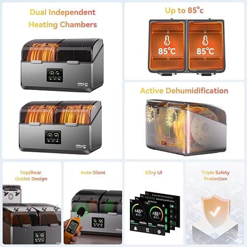 Official Creality Filament Dryer 4 Spools, Space Pi X4 Filament Storage Box, 85℃ Max Temperature, Dual Independent Heating Chambers, Power Saving for PLA PETG ABS TPU ASA PC PA PAHT thumbnail 9