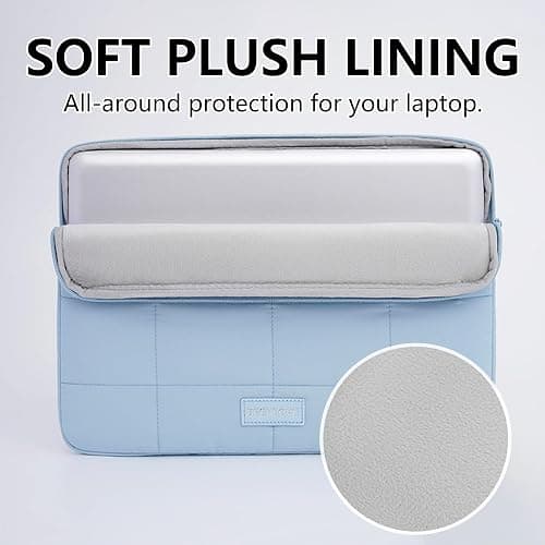 Linpr Puffy Laptop Sleeve 15-16 Inch Matte Blue, Waterproof Carrying Case Bag for Women, Fluffy Computer 15.6 HP Case, Compatible with MacBook Pro 16 Inch, MacBook Air M2 M1, Asus/Dell XPS/Lenovo thumbnail 6