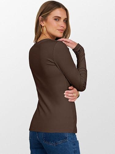 ANRABESS Womens Long Sleeve Thermal Shirts Slim Fit Basic Tee Tops Warm Fleece Undershirts 2025 Fall Winter Layer Outfits thumbnail 7