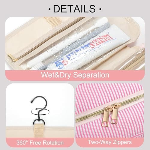 TOPEAST Travel Hanging Toiletry Bag Initial Makeup Bag for Women Teen Girls - Birthday Gifts for Women Teen Girls, Gifts for Daughter Sister Friends Mom Her - Letter A, Blue thumbnail 3