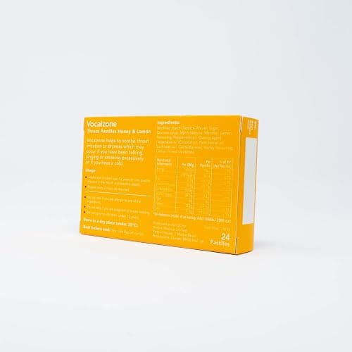 Vocalzone Throat Pastilles Honey & Lemon 24 - For Sore Throats and Hoarseness When Overusing Your Voice. Produced and sold in the United Kingdom since 1912 thumbnail 4