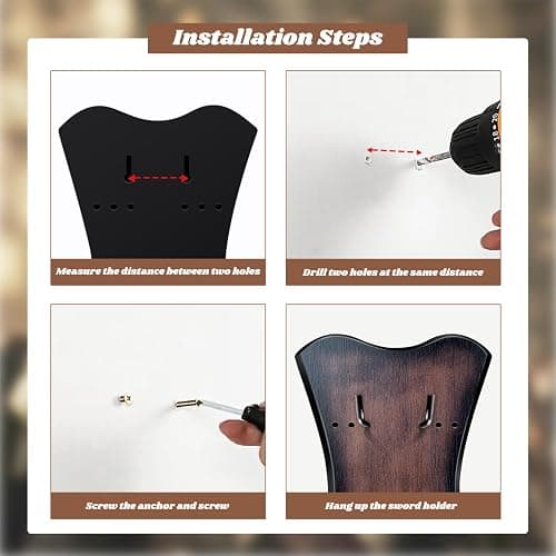 FLURSAILE Sword Plaque Wall Mount Vertical Display Holder Adjustable Stand for Bow Medieval Dagger Axe (1pcs Medium Brown) thumbnail 5