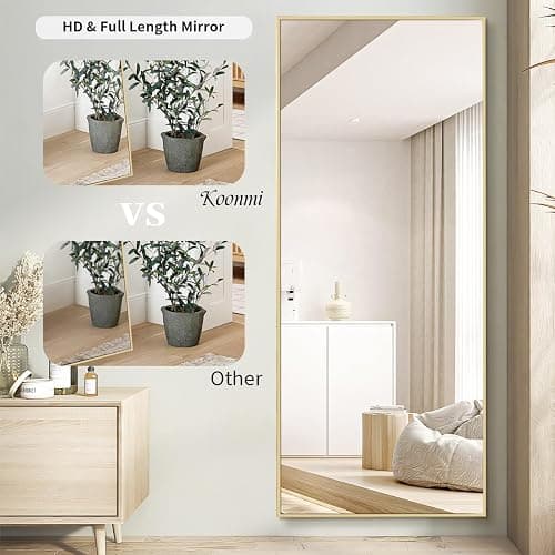 Koonmi 71"x30" Floor Mirror Full Length, Bedroom Floor Body Mirror with Stand, Large Gold Mirror, Leaning, Standing or Hanging Horizontally/Vertically thumbnail 4