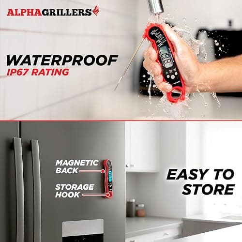 Alpha Grillers Meat Thermometer Digital – Instant Read Food Thermometer for Cooking & Grilling – Professional Kitchen Fathers Day Gift for Dad Men Him Husband thumbnail 6