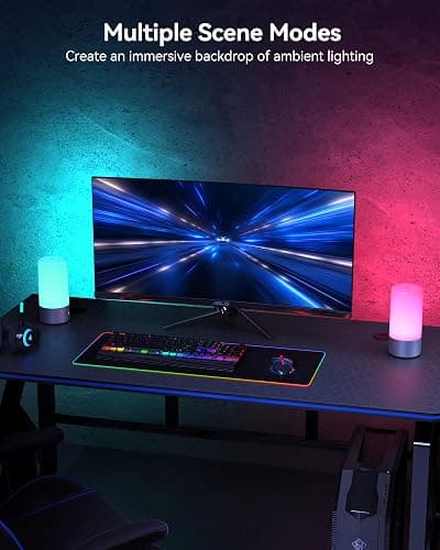 ROOTRO Table Lamp, [Advanced] Bedside Touch Control Lamp for Bedroom 3 Level Dimmable Warm White Lights with 256 RGB Color Mode Modern Deisgn Smart Nightstand Desktop LED Lamps Portable for Read thumbnail 5
