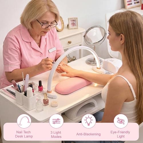 obcd Half Moon Light for Nail Desk 16 inch Nail Desk Light Half Moon Lamp Portable Arch Lamp Dimmable with Foldable Bracket for Desk Salon Table Use, 3 Color Temperature thumbnail 5