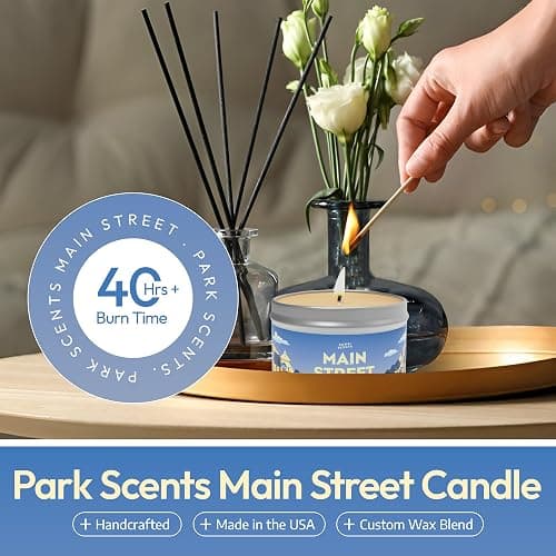Park Scents Disneyland Main Street Inspired Scented Vanilla Candle - Handmade Soy Candle, Long Lasting, Warm, Sweet Aroma for Home thumbnail 2