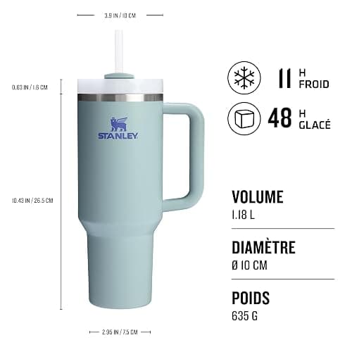 Stanley Quencher H2.0 FlowState Mug Isotherme avec Paille 1.2L - Froid Pendant 11 Heures - Glacé Pendant 48 Heures - Thermos Lavable au Lave-Vaisselle - Gourde Inox Sans BPA - Blue Cactus - Blue Cactus thumbnail 3