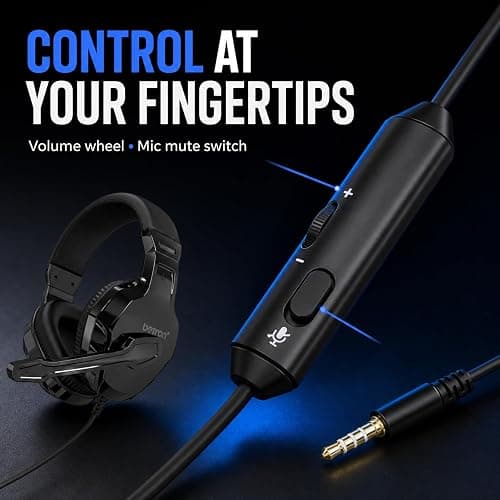 Betron Wired Gaming Headset with Microphone | Headphones for PS5, PS4, Xbox, Nintendo Switch, PC thumbnail 5