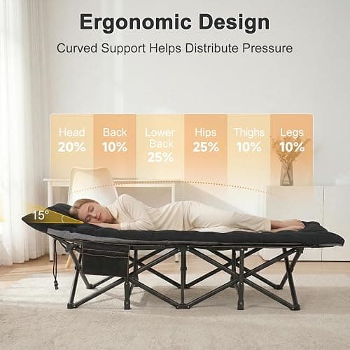 ABORON 2PK XXL Camping Cot for Adults 900LBS - 78"×32" Oversized Folding Bed with Mattress Pad, Heavy Duty 1200D Oxford Outdoor Cot with Carry Bag thumbnail 4