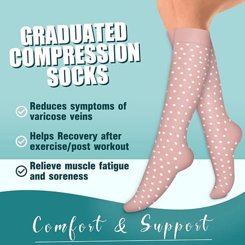 Laite Hebe 4 Pairs-Compression Socks for Women&Men Circulation-Best Support for Nurses,Running,Athletic thumbnail 3
