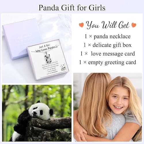 Shuxin Panda Gifts for Girls, Silver Panda Necklace for Kids, Birthday Christmas Graduation Gifts for Teenage Girls, Xmas Stocking Fillers thumbnail 6