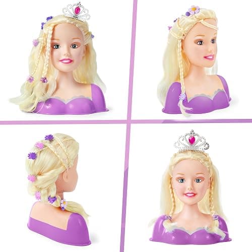 TUZT Hair Styling Doll Head Makeup Kit for Girls Toys, Hair Salon Toys & Real Makeup Nail Polish, Kid Beauty Hair Stylist with Hairdryer Curling Iron, Birthday Gift for Girl 3 4 5 6 7 8+ Year Old Toy thumbnail 5