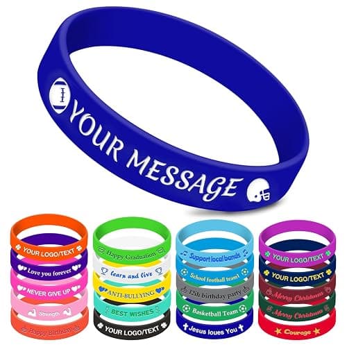 Custom Wristbands for Events Bulk 1-5000PCS with Text Logo Icon,1/2" Wide Personalized Silicone Bracelet for Motivition Gifts,Customized Rubber Bracelet for Men Women,Customizable Wrist Band - Image 1