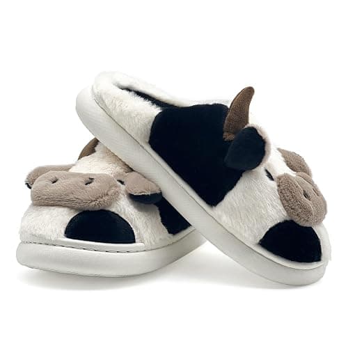 NZFUN Cow Slippers for Women and Men, Fluffy Cute Cozy Cartoon Fuzzy Cow House Slipper Womens Milky Cows Animal Preppy Funny Kawaii Pillow Cloud Fall Winter Bedroom Home Shoes for Indoor and Outdoor thumbnail 4