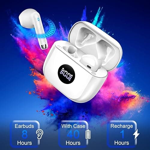 Wireless Bluetooth 5.4 Earbuds, Ear Buds LED Power Display Headphones 6D Stereo, Bluetooth Earbuds in-Ear Noise Cancelling Mic, 40H Playback Mini Case IP7 Waterproof Sports Earphones for Android iOS thumbnail 7