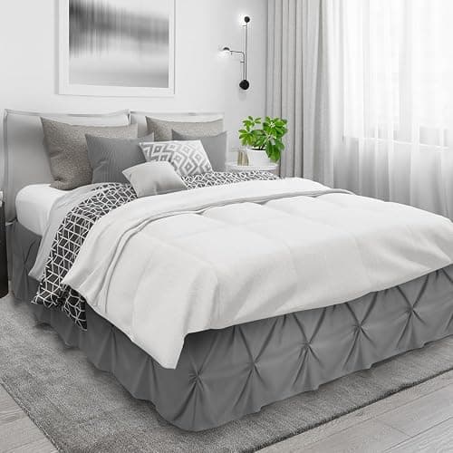 Nestl Dark Grey Bed Skirt Queen Size, Pinch Pleat Queen Bed Skirt, 14" Inch Drop Queen Bedskirt, Hotel Quality Dark Grey Bed Skirts Premium Microfiber Bedskirt for Queen Bed, Dark Grey Queen Bed Skirt - Queen - Dark Grey thumbnail 3