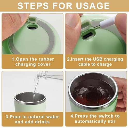 HGHOHG Self Stirring Coffee Mug, 2025 New Automatic Magnetic Stirring Cup, 12Oz, Rechargeable Electric Mixing Cup for Coffee, Milk, Tea,Portable For Travel, Office,School, Gym And Gift (Green) thumbnail 3