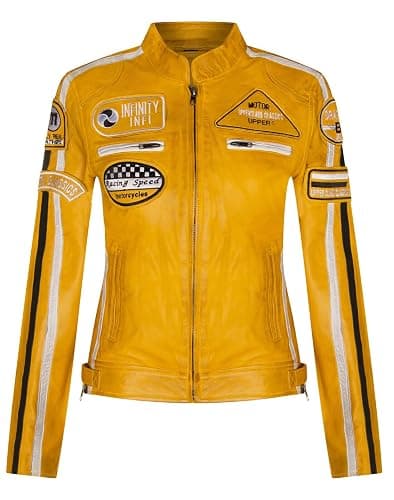 Womens Leather Biker Casual Racing Moto Badges Jacket - Image 1