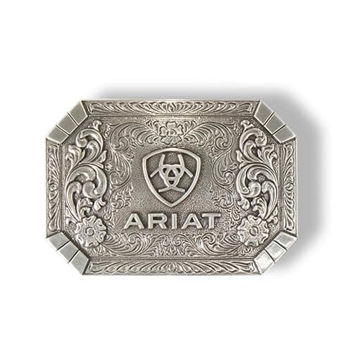 ARIAT Floral Rectangle Silver - Acc Buckle - Image 1