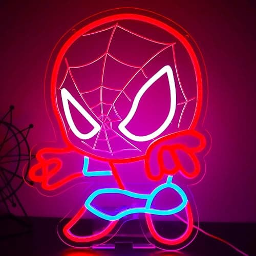 TOPQUALI LED Spider Neon Sign for Wall Decor, Dimmable Anime Light Up Display, Kids Bedroom Game Room Decoration, 12.2x15.7 Inch - Image 1