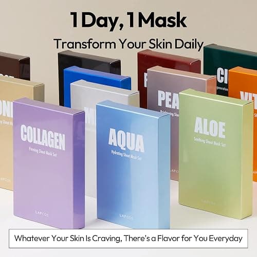 LAPCOS Aloe Sheet Mask, Daily Face Mask with Cucumber and Aloe Gel to Calm and Moisturize Skin, Korean Beauty Favorite, 5-Pack thumbnail 5